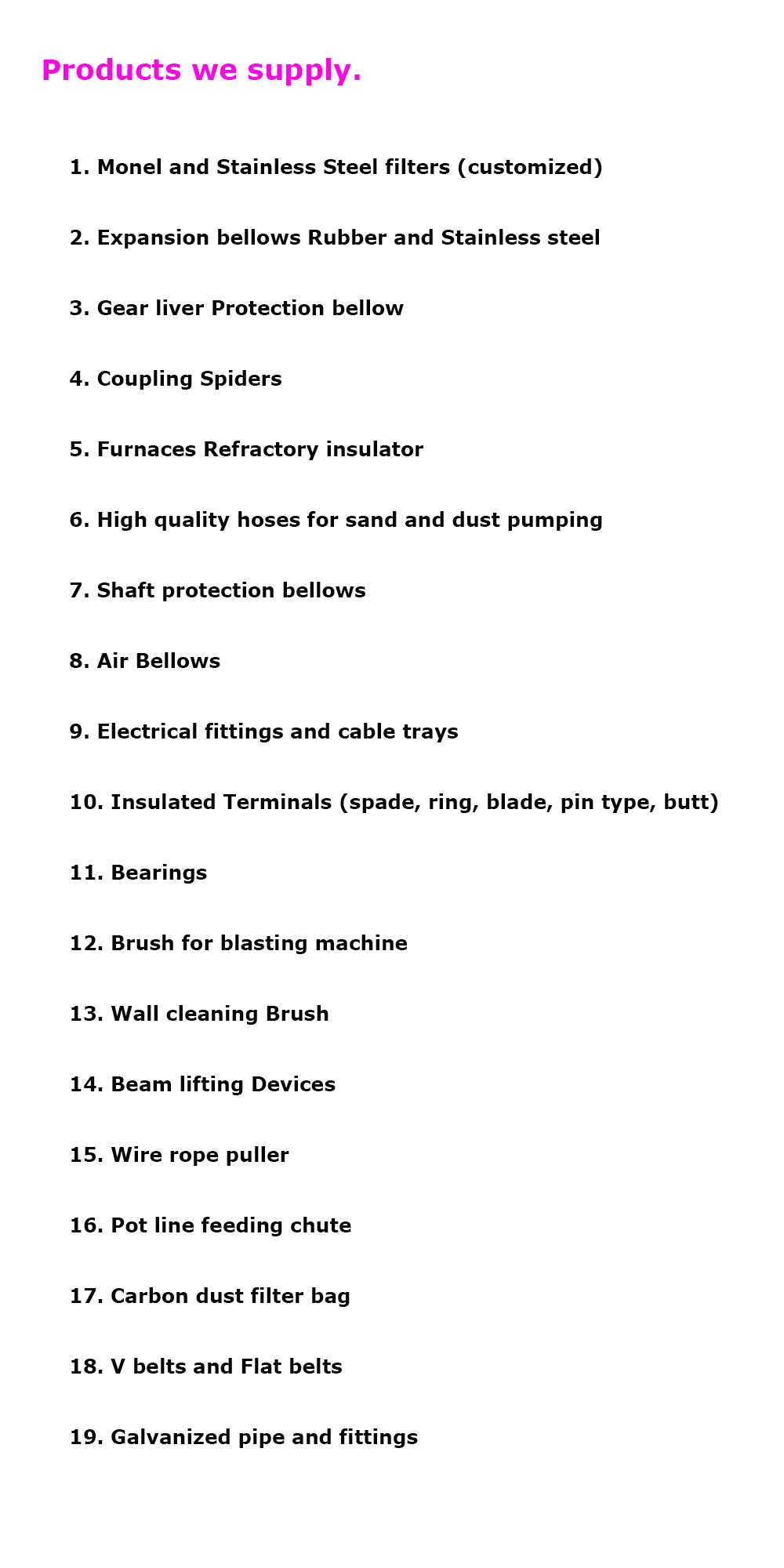 product list